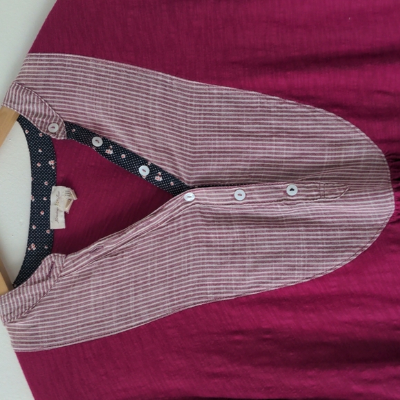 Anthropologie Meadow Rue Tunic Fuchsia Pink Stripe Flowy Boho Top Small - Picture 2 of 7